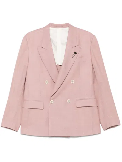 Lardini Double-breasted Blazer In Pink