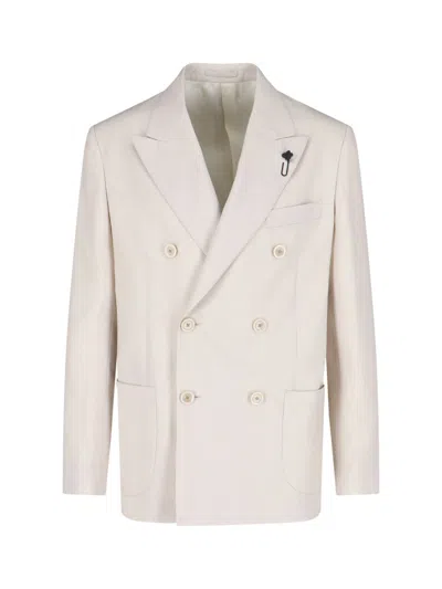 Lardini Double-breasted Blazer In White