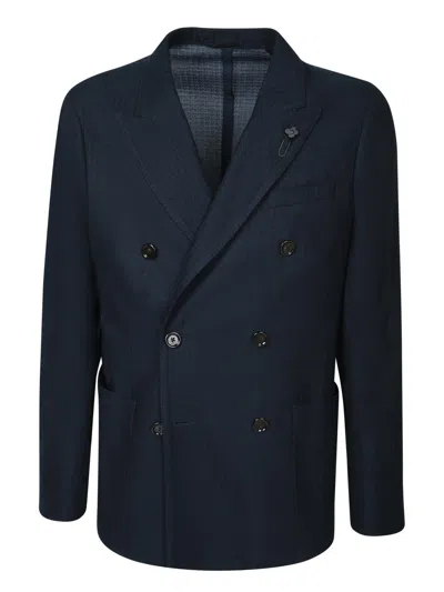 LARDINI DOUBLE-BREASTED BLUE JACKET