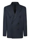 Lardini Double-breasted Tailored Black Blazer With Check Pattern In Black