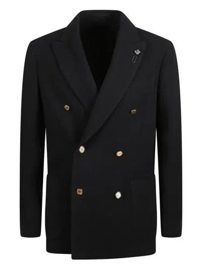 Lardini Double-breasted Button Jacket In Black