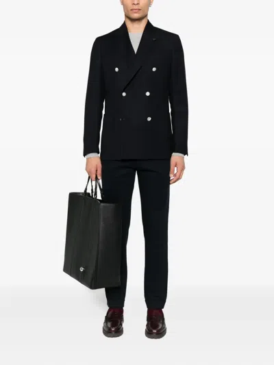 Lardini Double-breasted Buttoned Jacket In Black