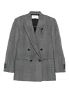 Lardini Double-breasted Checked Blazer In Gray