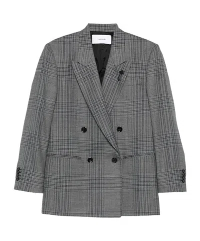 LARDINI DOUBLE-BREASTED CHECKED BLAZER