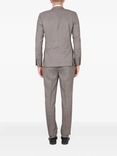 Lardini Double-breasted Checked-pattern Suit In Neutral