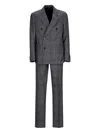 Lardini Double-breasted Checked Suit In Gray
