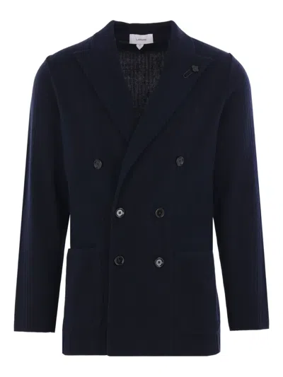 Lardini Double-breasted Coat In Blue