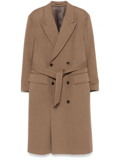 Lardini Double-breasted Coat In Braun