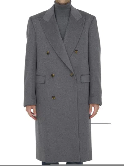 Lardini Double-breasted Coat In Grey