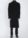 Lardini Virgin Wool Double-breasted Outerwear Coat In Black