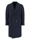 Lardini Buttoned Longline Jacket Notched Lapel In Blue