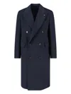 Lardini Buttoned Longline Jacket Notched Lapel In Blue