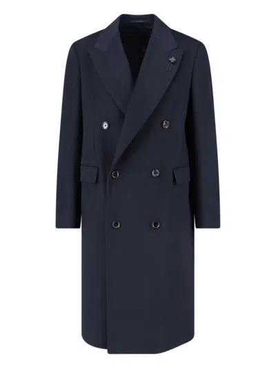 LARDINI LARDINI DOUBLE-BREASTED COAT – NAVY