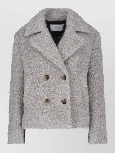 Lardini Double Breasted Coat Notched Collar Pockets In Gray