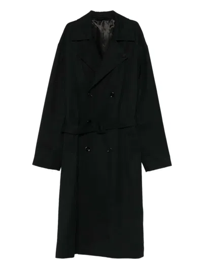 Lardini Double-breasted Coat With Belt In Brown