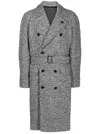 Lardini Double-breasted Coat With Textured Fabric In Gray