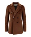 Lardini Double-breasted Corduroy Blazer In Brown