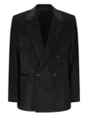 Lardini Double-breasted Corduroy Jacket In Black