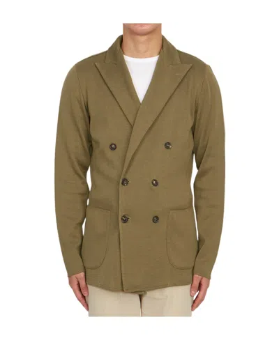 Lardini Double-breasted Cotton Blazer In Green