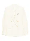 Lardini Double-breasted Gold-button Blazer In Neutral
