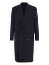 Lardini Double-breasted Herringbone Coat In Blue