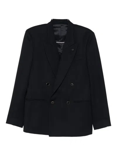 Lardini Double-breasted Jacket In Blue