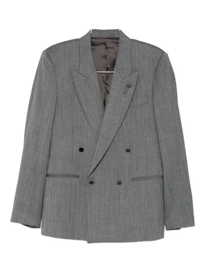 Lardini Double-breasted Jacket In Gray