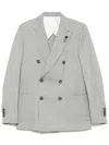 Lardini Double-breasted Jacket In Grey Wool And Silk