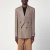 Lardini Brown Double-breasted Jacket In Prince Of Wales Pattern In Neutral