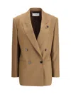 Lardini Double-breasted Jacket In Pure Virgin Wool In Brown