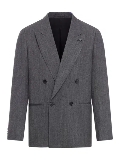 Lardini Man Blazer Black Size 38 Wool In Grey