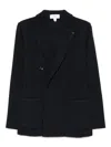 Lardini Double-breasted Jacket With Houndstooth Pattern In Blue