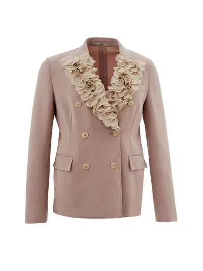 LARDINI DOUBLE-BREASTED JACKET WITH ROUCHES