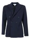 Lardini Double-breasted Knit Jacket In Blue
