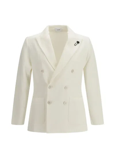 Lardini Double-breasted Long-sleeved Blazer In White