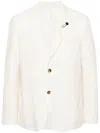 Lardini White Wool Knit Single-breasted Blazer