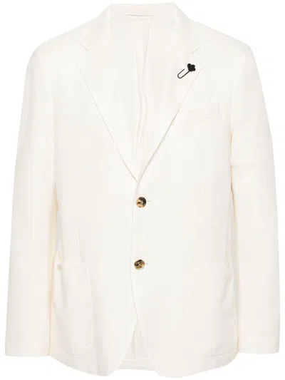 Lardini Double-breasted Knitted Blazer In Nude & Neutrals