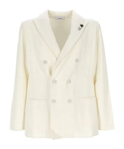 Lardini Wool Knitted Blazer In White