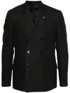 Lardini Pinstriped Double-breasted Wool Blazer In Black