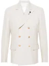 Lardini Double-breasted Linen Blazer In Neutrals