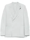 Lardini Linen Double-breasted Jacket Buttoned Cuffs In White