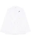 Lardini Double-breasted Linen Jacket With Brooch Detail In Multi