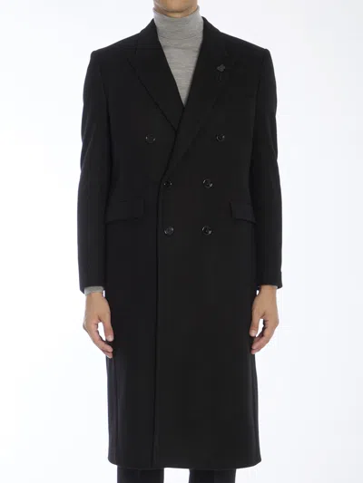 Lardini Wool Coat In Black