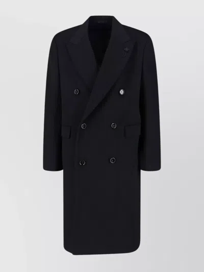 LARDINI DOUBLE-BREASTED LONG JACKET NOTCH LAPEL