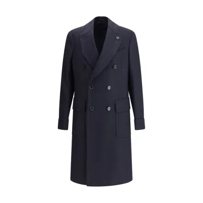 Lardini Double-breasted Jacket In Blue