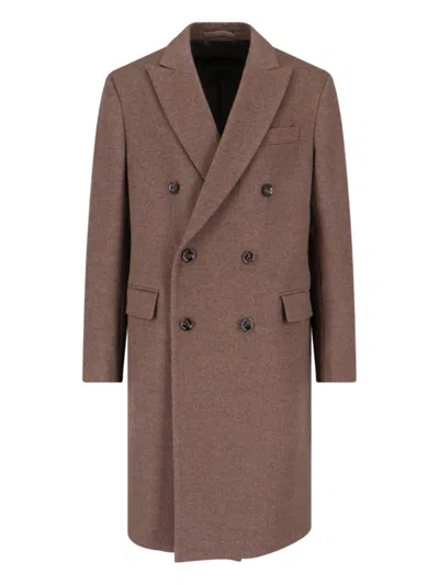 Lardini Double-breasted Midi Coat In Brown