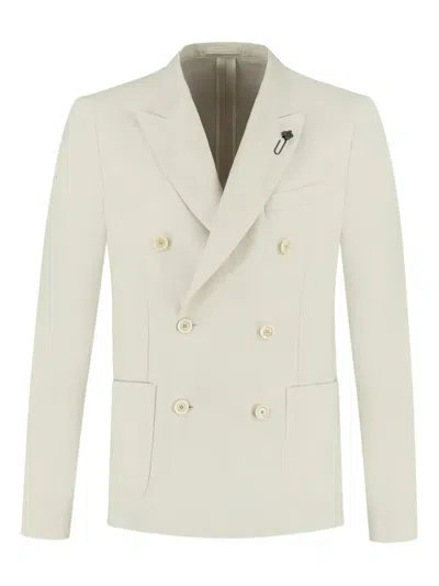 Lardini Double-breasted Patch-pocket Blazer In Neutral