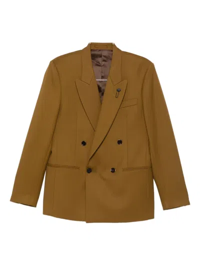 Lardini Double-breasted Peak-lapel Blazer In Green