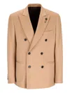 Lardini Double-breasted Peak-lapel Jacket In Neutral