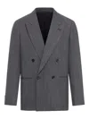 Lardini Double Breasted Wool Blend Suit In Gray